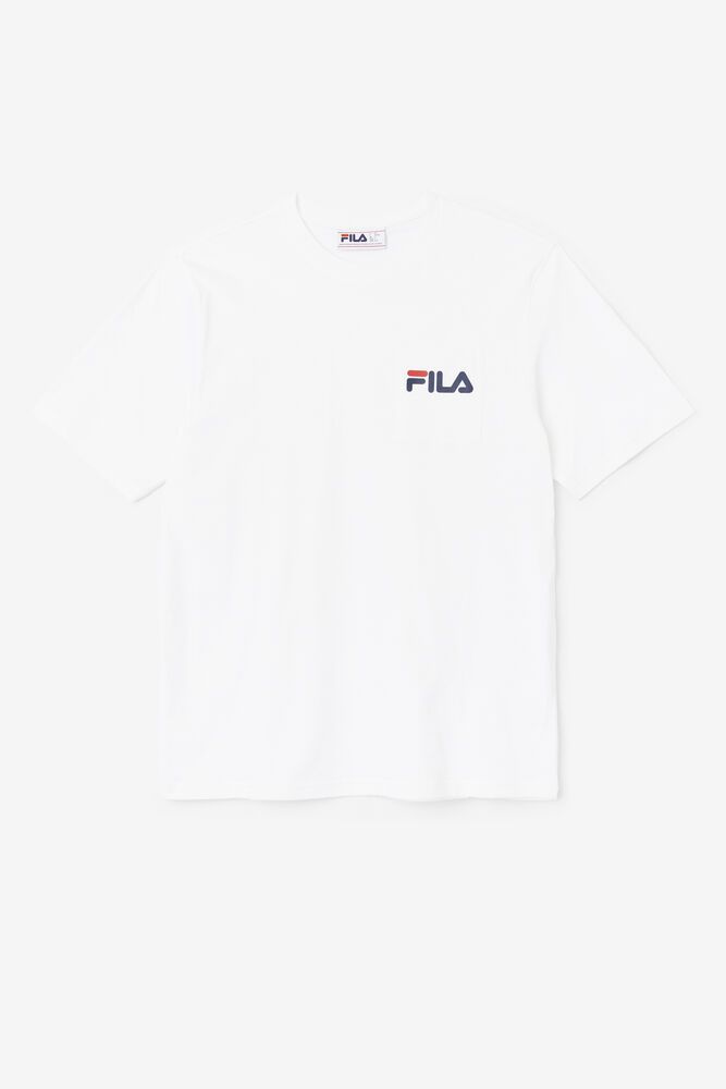 Fila T Skjorte Herre Hvite Curtis Pocket 785493-EKR